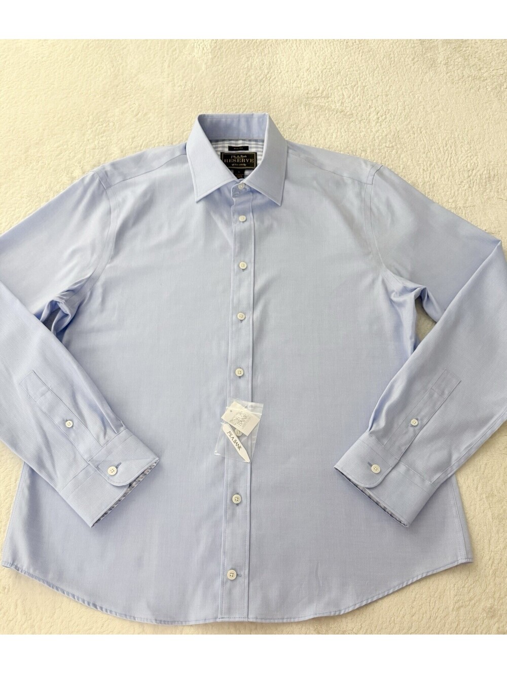 Jos A Bank Reserve Slim Fit Dress Shirt Men’s Large Blue Egyptian Cotton NWOT - Picture 3 of 9